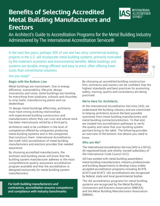 Architects Specify IAS Accredited Metal Building Contractors